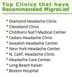 Top headache clinics that have recommended MigreLief