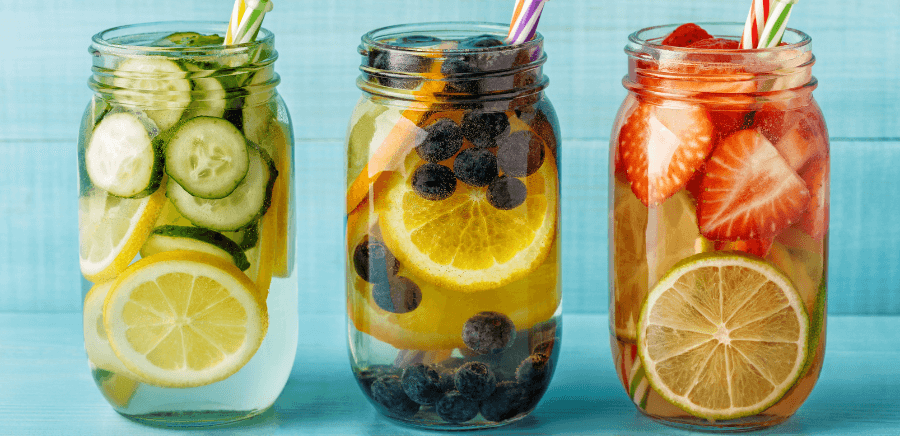 Fruit infused water in glass