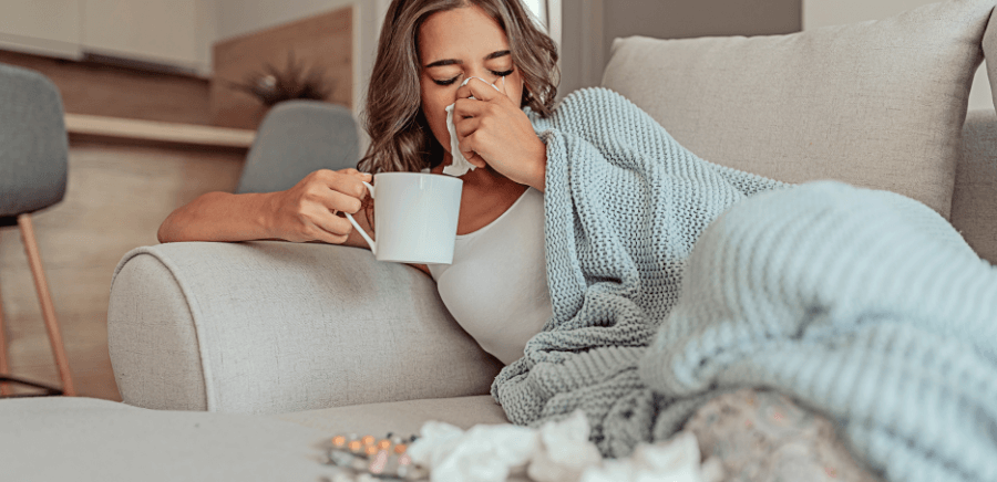 Woman with Flu Symptoms