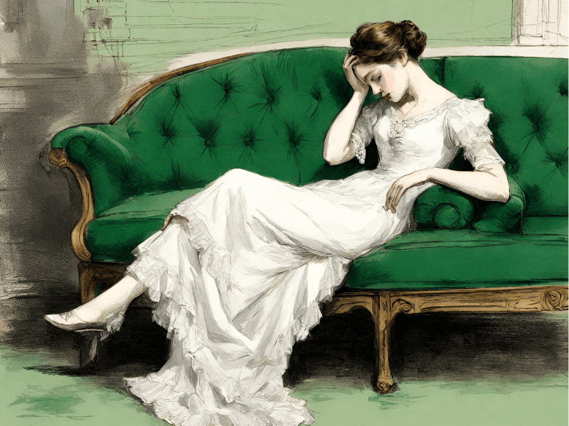 Victorian woman with migraine