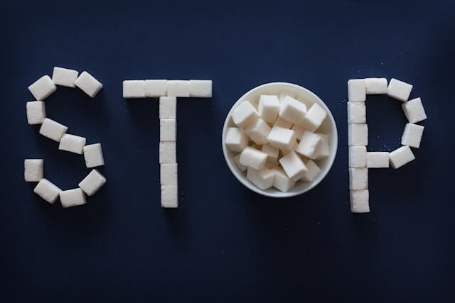 sugar cubes spell STOP