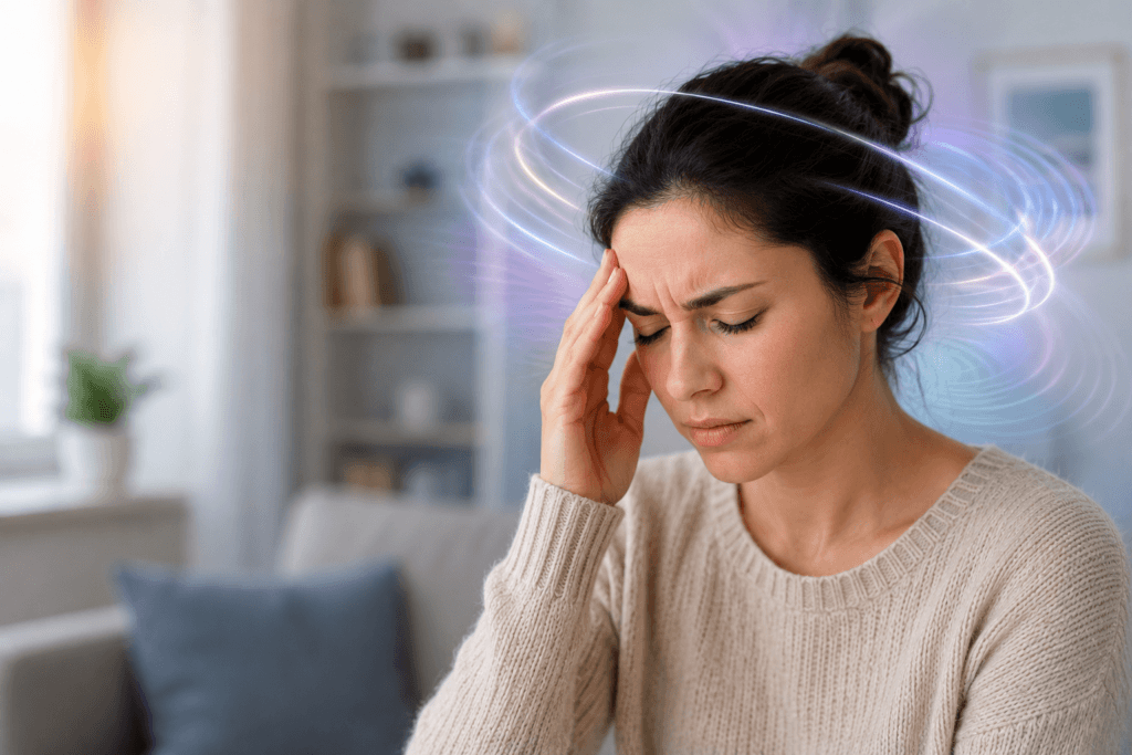 Woman with vestibular migraine